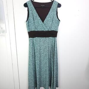 Perceptions Dress Womens 10P Empire Waist Babydoll Y2K Blue Brown Florals Midi